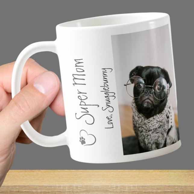 Taza De Café Foto de perro Impresión cardíaca de supermamá Café (Subido por el creador)