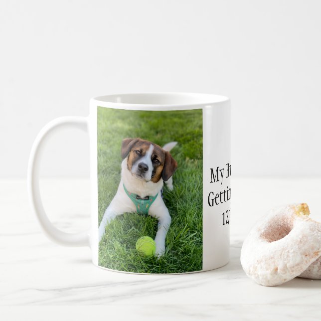 Taza De Café Foto de perro 'Mis humanos se casan' (Con donut)