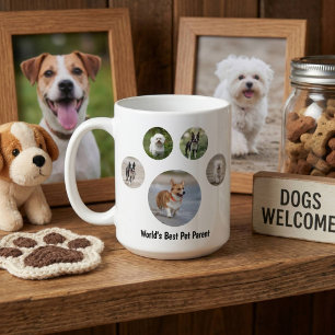 Taza De Café Foto de perro personalizada con huella de pata