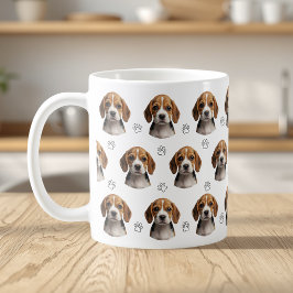 Taza De Café Foto de perro personalizada con patrón de huella