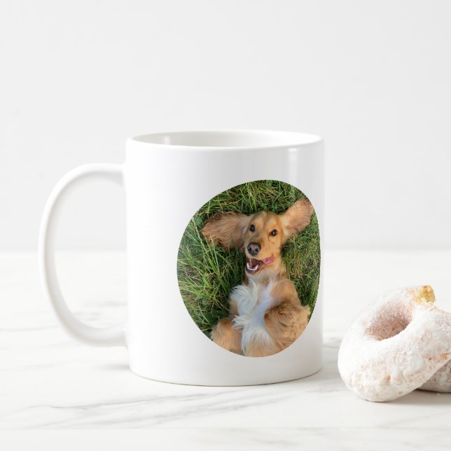 Taza De Café Foto de perro personalizada con texto | Regalo per (Con donut)
