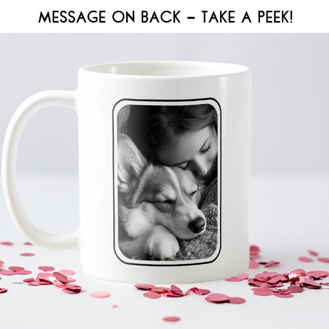 Taza De Café Foto de perro personalizada Feliz San Valentín por (Personalized Dog Photo Happy Valentine's for Her Coffee Mug)