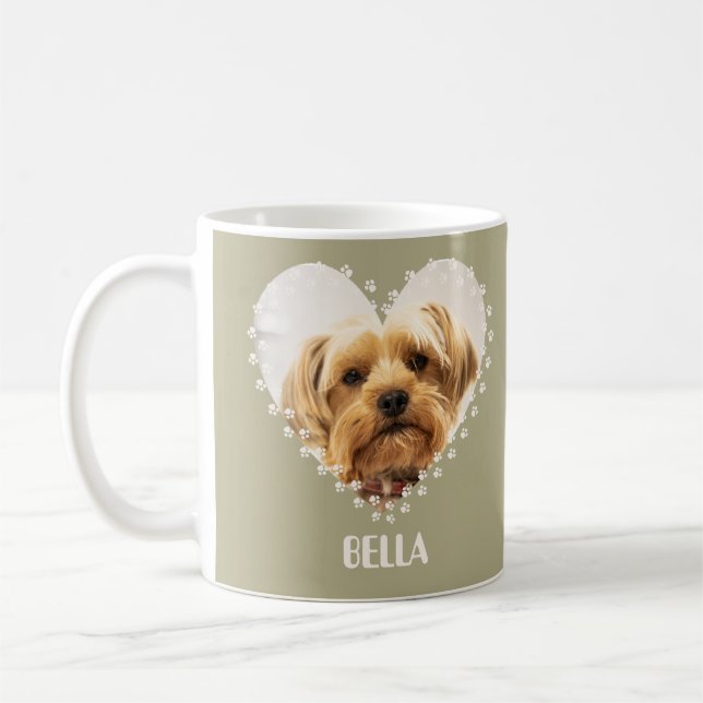 Taza De Café Foto de perro personalizada, nombre personalizado  (Izquierda)