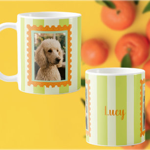 Taza De Café Foto de perro personalizada y nombre en sello post