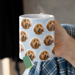 Taza De Café Foto de perro personalizado | Azul claro personali