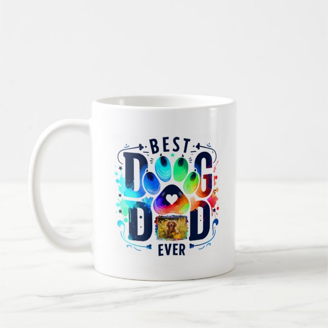 Taza De Café Foto de perro Personalizado de Best Dog Dad (Izquierda)