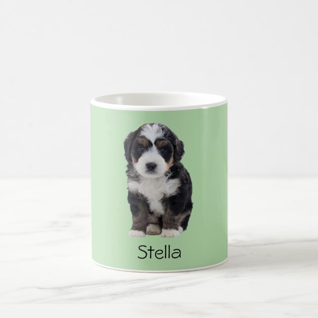 Taza De Café Foto de perro personalizado Mug - Pastel Verde con (Centro)