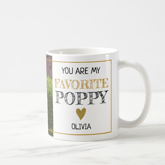 Taza De Café Foto de Personalizado del abuelo de la amapola fav (Derecha)