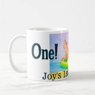 Taza De Café Foto de primer cumpleaños fecha de adición moderna