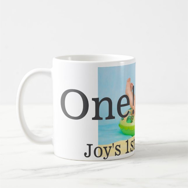 Taza De Café Foto de primer cumpleaños fecha de adición moderna (Izquierda)