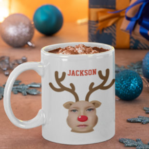 Taza De Café Foto de Reindeer Face Personalized Mug