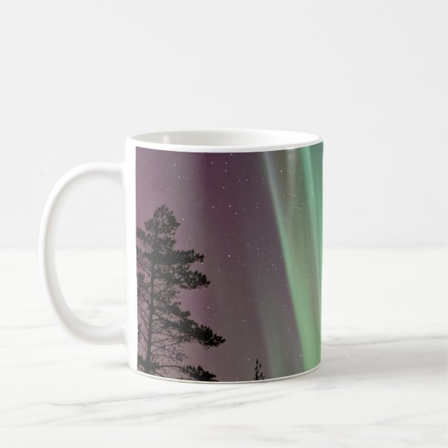 TAZA DE CAFÉ FOTO DE SILHOUETTE DE AURORA BOREALIS (Izquierda)