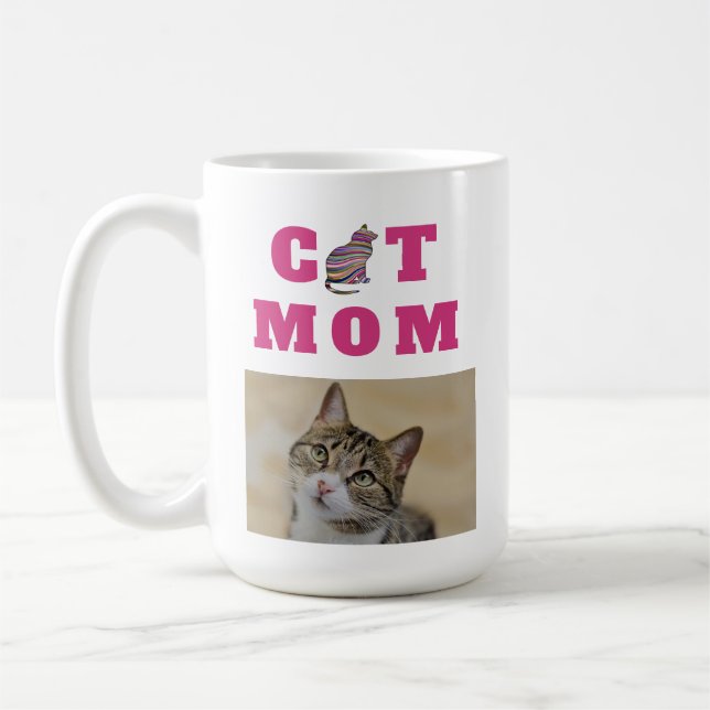 Taza De Café Foto de silueta de Cat Mom Cute (Izquierda)