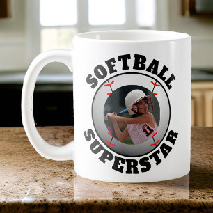 Taza De Café Foto de Softbol Superstar