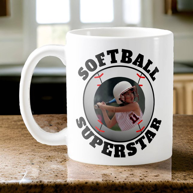 Taza De Café Foto de Softbol Superstar (Photo Softball Superstar Mug)