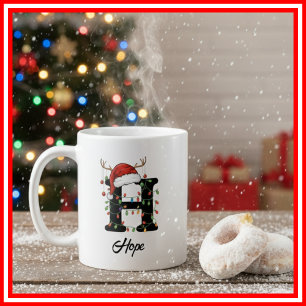 Taza De Café Foto de sombrero de Santa con cuernos de Navidad f