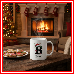 Taza De Café Foto de sombrero de Santa con cuernos de Navidad f