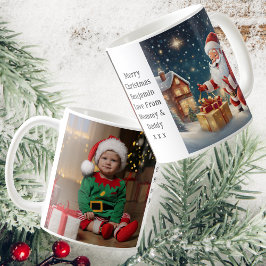Taza De Café Foto de Son | Santa entregando un regalo | Café bl
