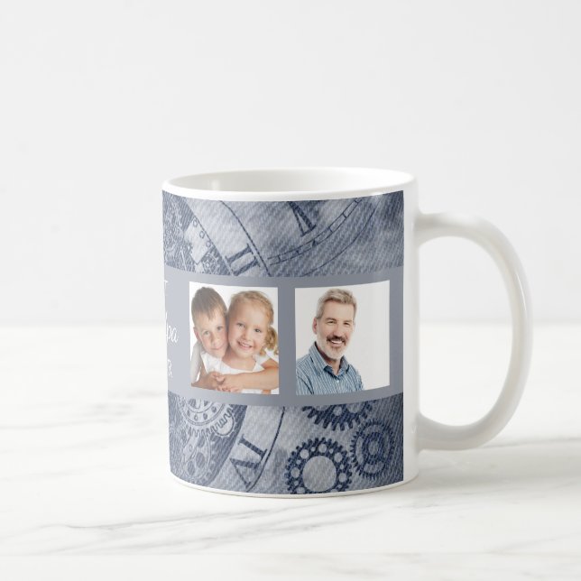 Taza De Café Foto de steampunk azul del abuelo (Derecha)