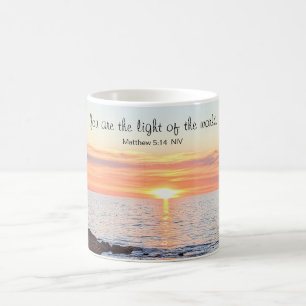 Taza De Café Foto de Sunset en Ocean Bible Verse
