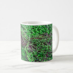 Taza De Café Foto de textura de musgo de bosque verde vibrante