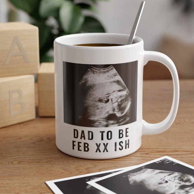 Taza De Café Foto de ultrasonido papá para ser tazón de café (Ultrasound Photo Dad to Be Coffee Mug with space for your photo and name)