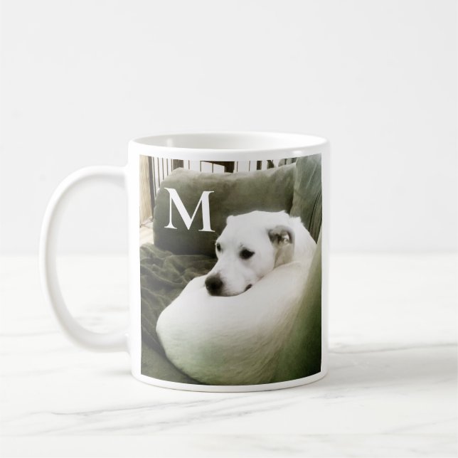 Taza De Café Foto de un único Personalizado de perro blanco arr (Izquierda)