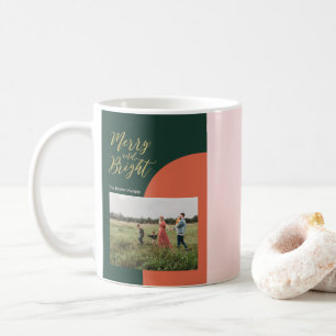 Taza De Café Foto de vacaciones de Navidad con bloques de color