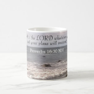 Taza De Café Foto de Wavy Ocean Shore Proverbs Bible Verse