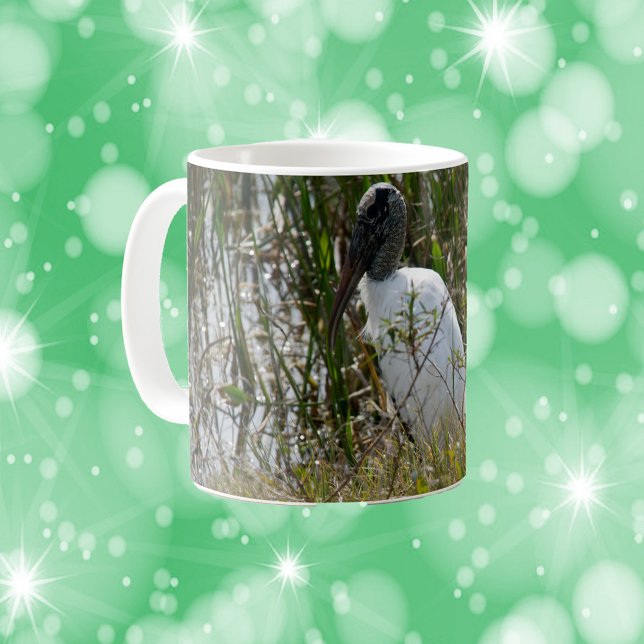 Taza De Café Foto de Wood Stork Bird Florida Wetlands (A mug with a photo of a wood stork bird in Florida.)