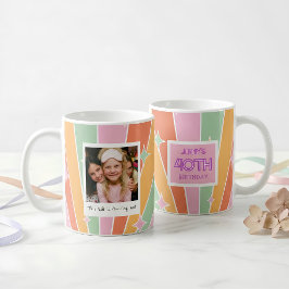 Taza De Café Foto del 40 cumpleaños retro