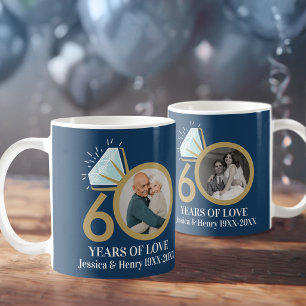 Taza De Café foto del 60 aniversario de bodas de diamante 60 añ