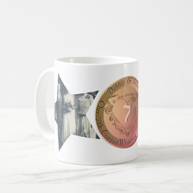 Taza De Café Foto del 7/22 Aniversario de los Bodas, cobre de 2 (Anverso izquierdo)