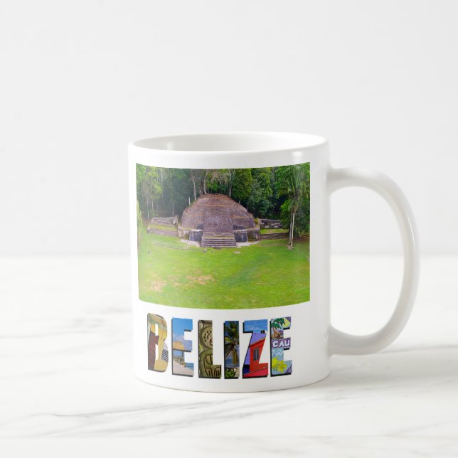 Taza De Café Foto del antiguo templo maya de la ruina de Belice (Derecha)