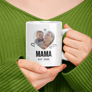 Taza De Café Foto del corazón de Mama dibujada