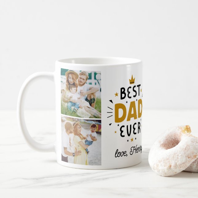Taza De Café Foto del Día 5 del Mejor Papá Nunca Padre (Con donut)