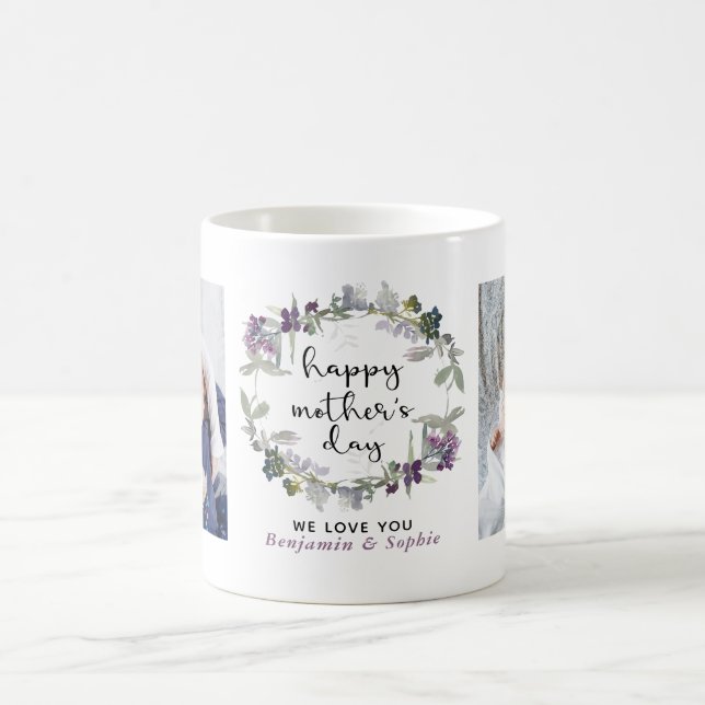 Taza De Café Foto del Día de la Madre Floral (Centro)