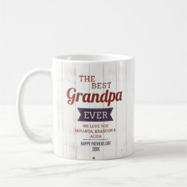 Taza De Café Foto del Día del Mejor Abuelo Rústico