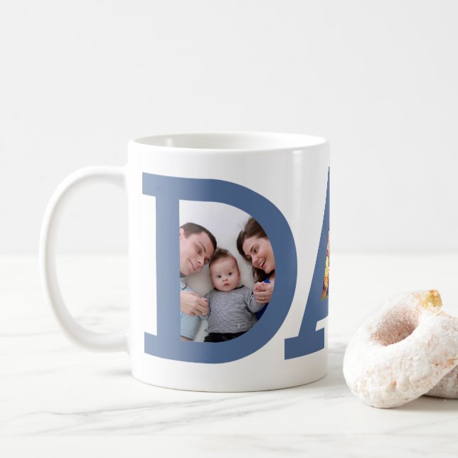 Taza De Café Foto del Día del Padre Papá D A D Azul (Con donut)
