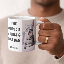 Taza De Café Foto del Mejor Padre de Gatos del Mundo en Negro