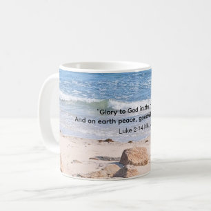 Taza De Café Foto del océano azul con Navidades Verse en la Bib