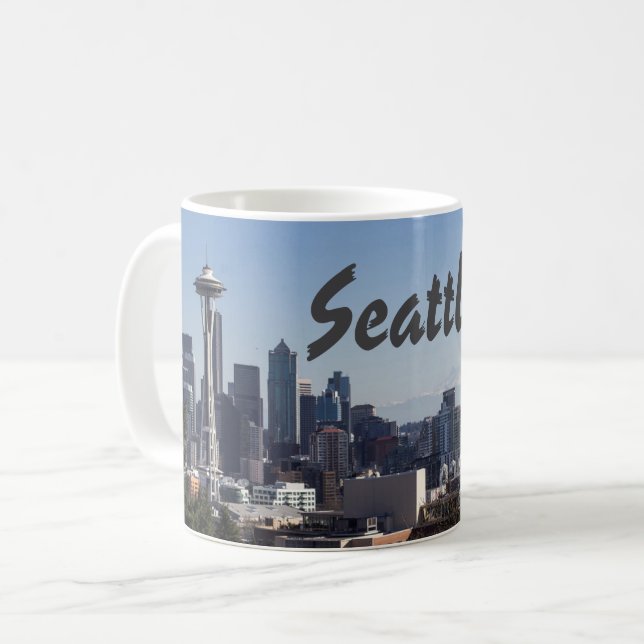 Taza De Café Foto del perfil de Seattle Washington. (Anverso izquierdo)