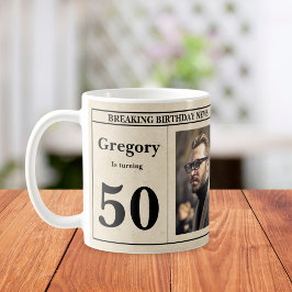 Taza De Café Foto del periódico retro personalizado 50 de cumpl