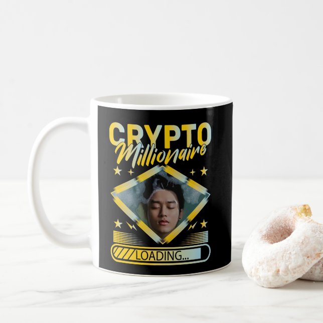 TAZA DE CAFÉ FOTO DEL PERSONALIZADO DE CARGA DE CRYPTO MILLIONA (Con donut)