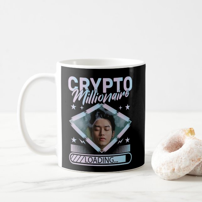 TAZA DE CAFÉ FOTO DEL PERSONALIZADO DE CARGA DE CRYPTO MILLIONA (Con donut)