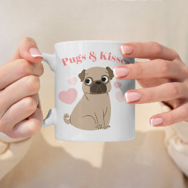 Taza De Café Foto del Personalizado de Pug "Pugs and Kiss"