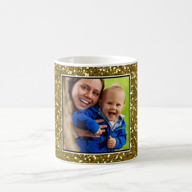 Taza De Café Foto del personalizado del purpurina del oro (Centro)