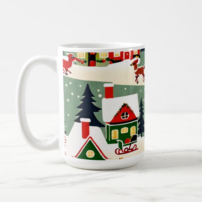 Taza De Café Foto del pueblo de Navidad en árbol de Navidad (Izquierda)