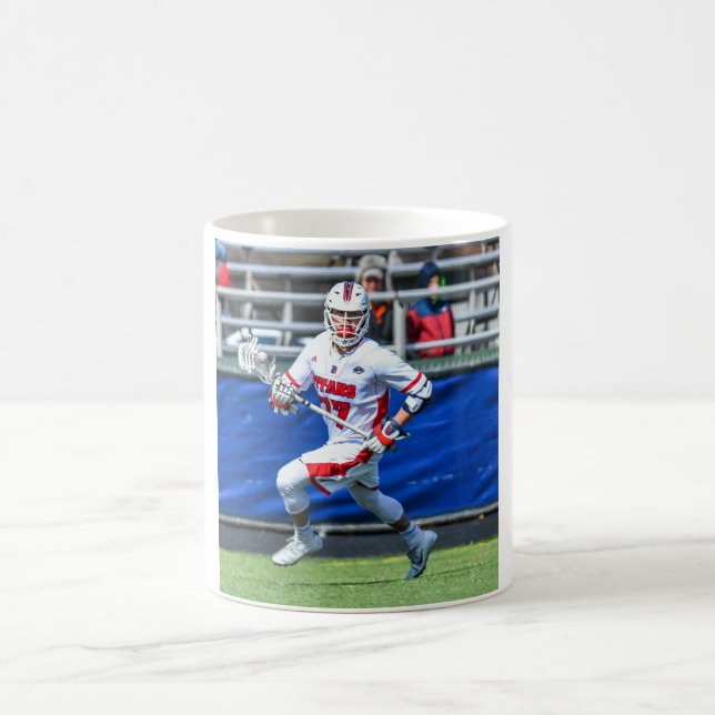 Taza De Café Foto deportiva de Lacrosse personalizada (Centro)