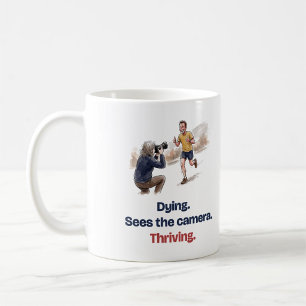 Taza De Café Foto divertida de carrera en la que se ve morir y 